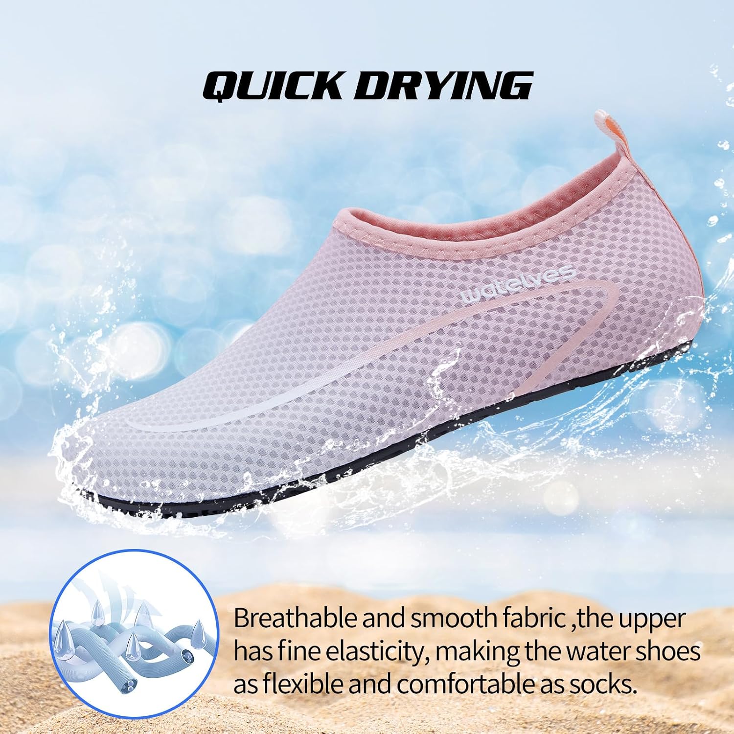 Detalle de Swim Water Shoes Aqua Socks Barefoot water shoes for sea, beach and pool