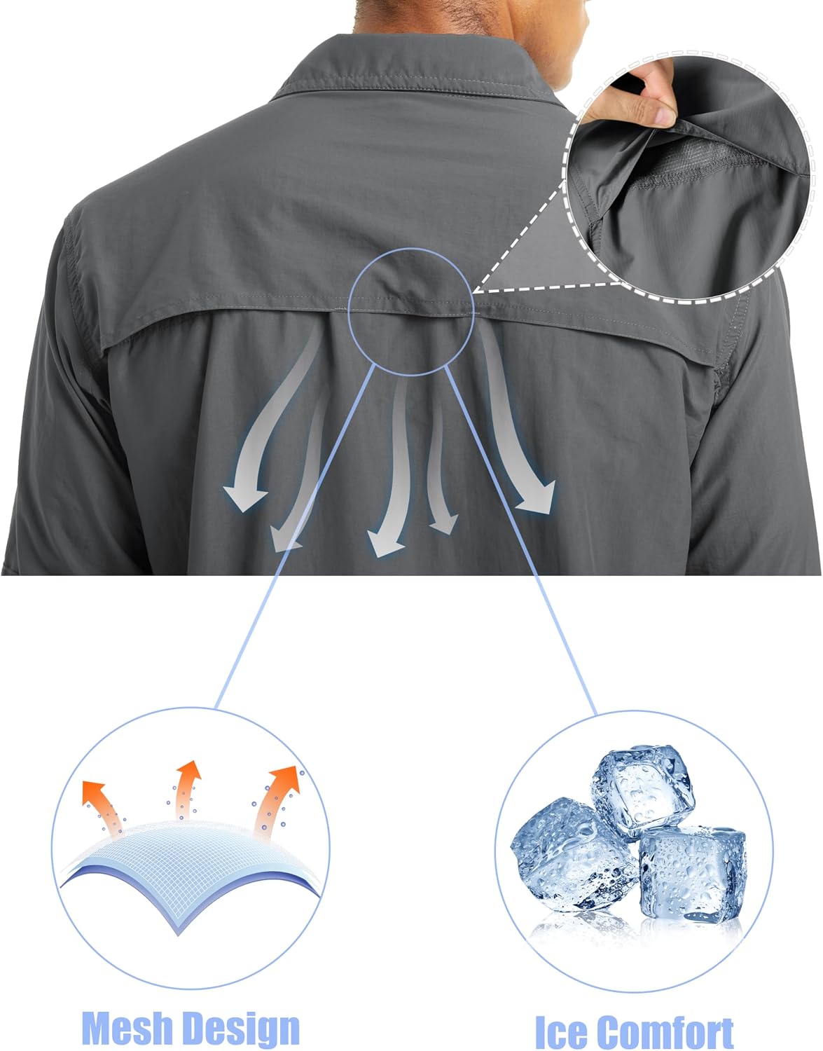 Thumbnail 3 de MAGCOMSEN Men’s UPF 50+ Sun Protection Long Sleeve Shirts for Hiking, Fishing & Safari