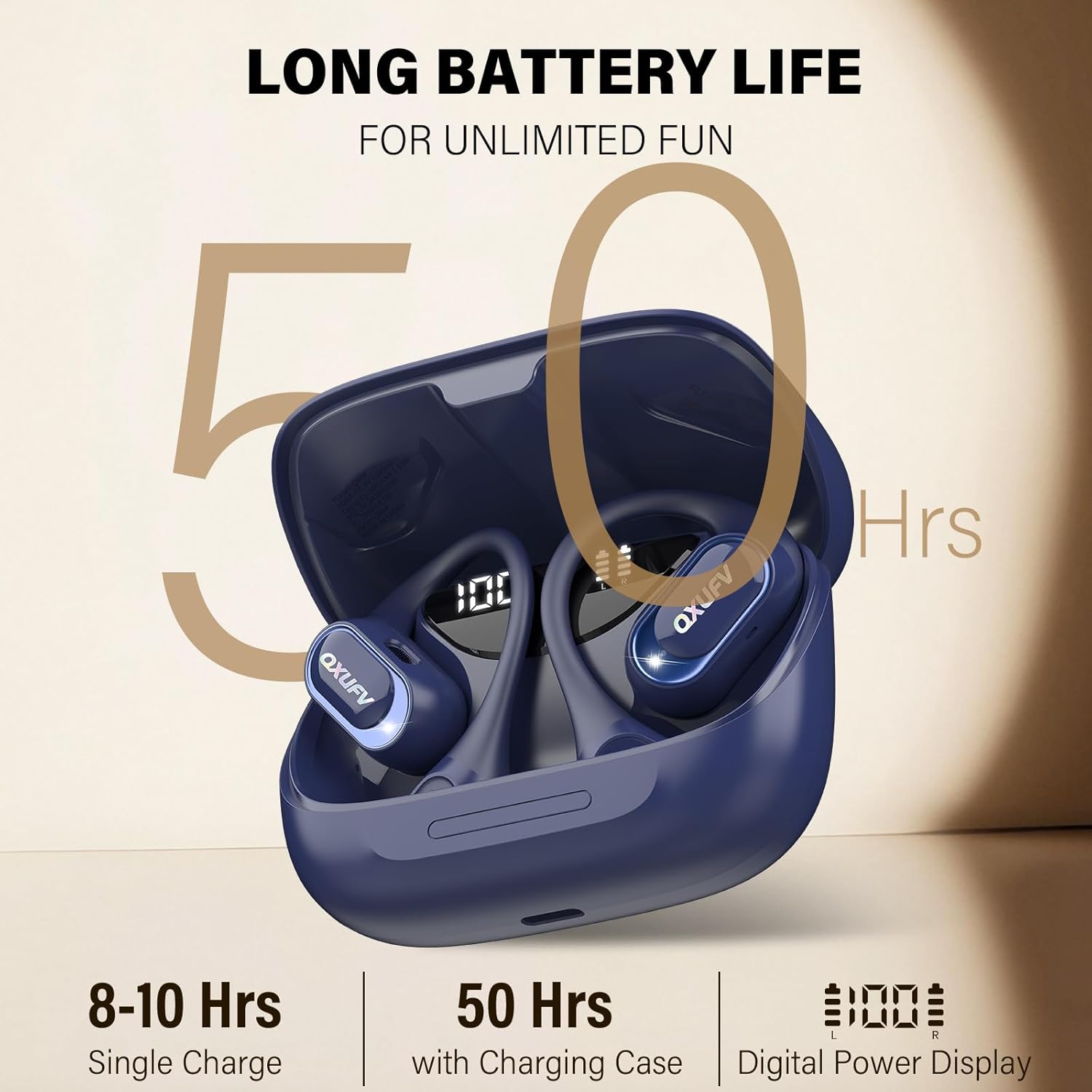 Thumbnail 4 de Open-Ear Bluetooth Headphones with Deep Bass and 48H Battery – Open Earbuds with IPX7 Waterproofing