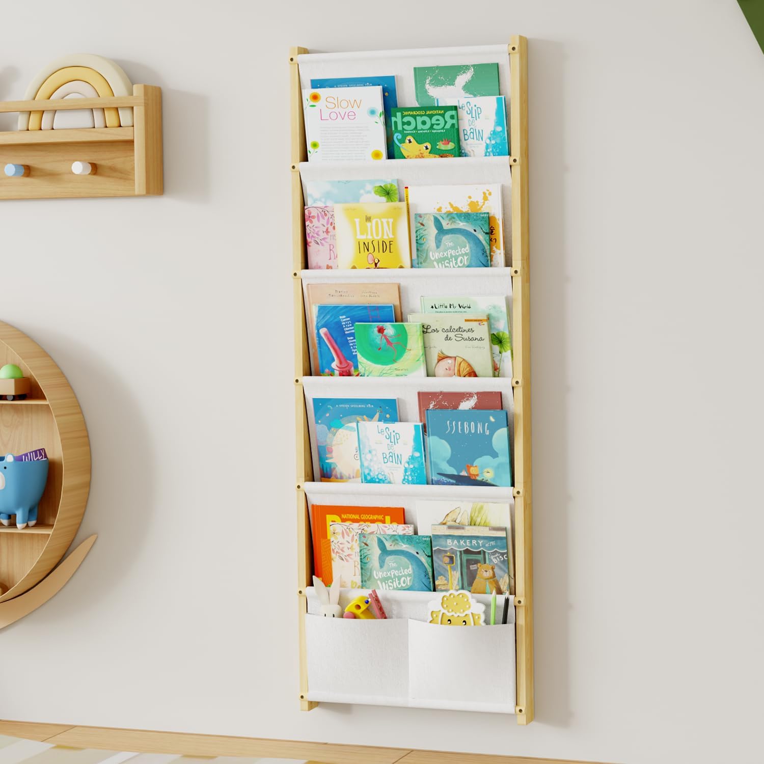 Thumbnail 6 de DUHARS Libreria Montessoriana a Parete 4 Ripiani – contenitore per libri dei bambini, design in legno massello