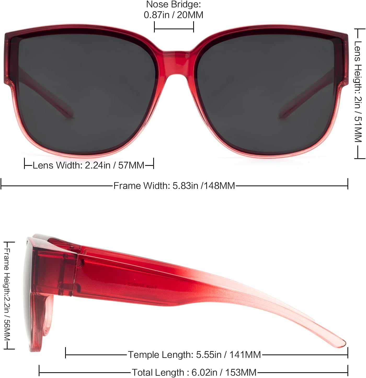 Thumbnail 4 de Face Shadow Überzieh-Sonnenbrille Polarisiert – Oversize, UV400, leicht, für Brillenträger