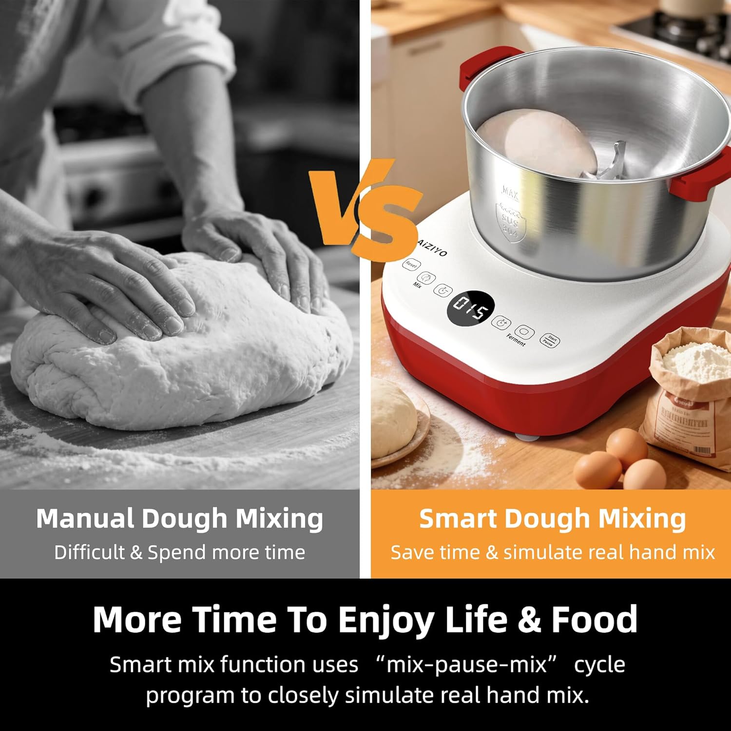 Detalle de AIZIYO DoughChief 7.4Qt Electric Dough Mixer
