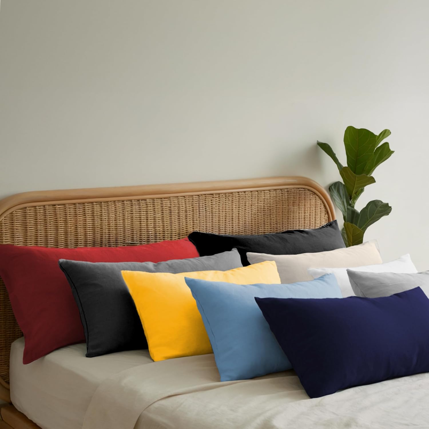 Thumbnail 6 de Dreamzie Taies d’oreiller 40x60 cm en coton jersey (lot de 2) – Blanc