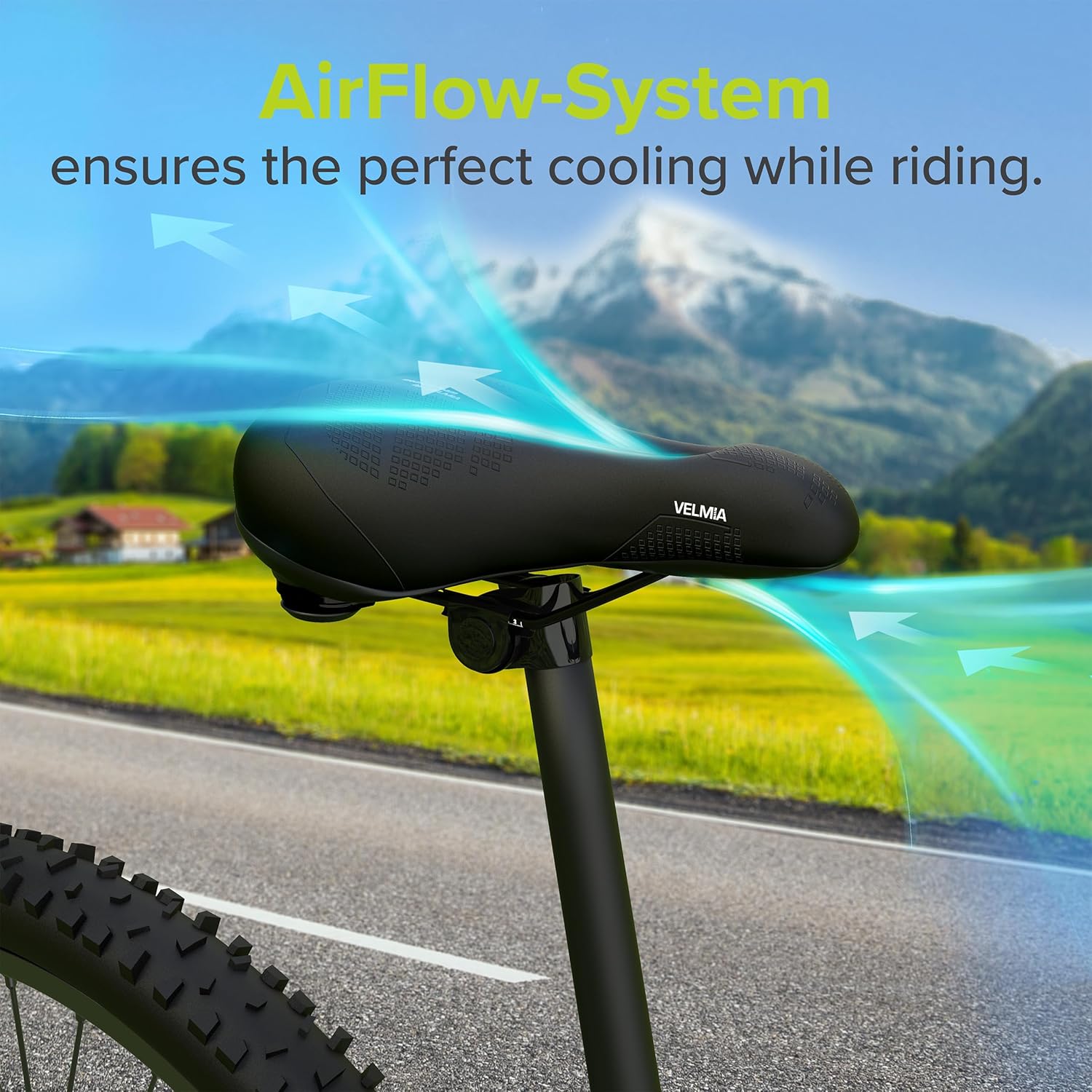 Detalle 2 de VELMIA Memory Foam Bike Seat with Ergonomic 3‑Zone Concept (Waterproof, Ventilated) for Men & Women