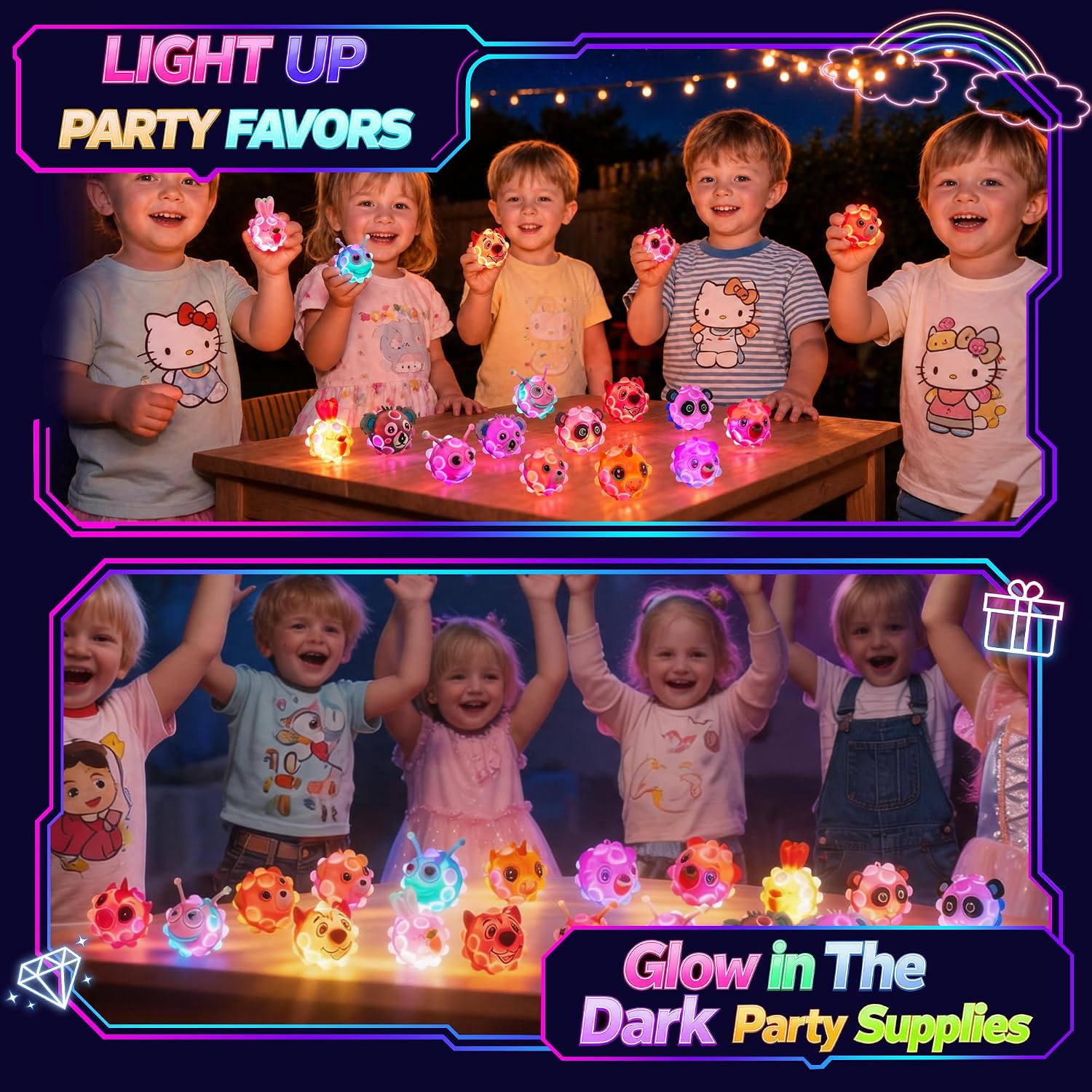 Thumbnail 2 de Party Favors for Kids: 18-Pack Light Up Animal Pop Fidget Toys