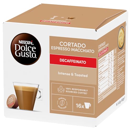 Thumbnail 10 de NESCAFÉ DOLCE GUSTO Cortado Espresso Macchiato Decaffeinato – 3 Confezioni da 16 Capsule (48 Capsule Compatibili Dolce Gusto)