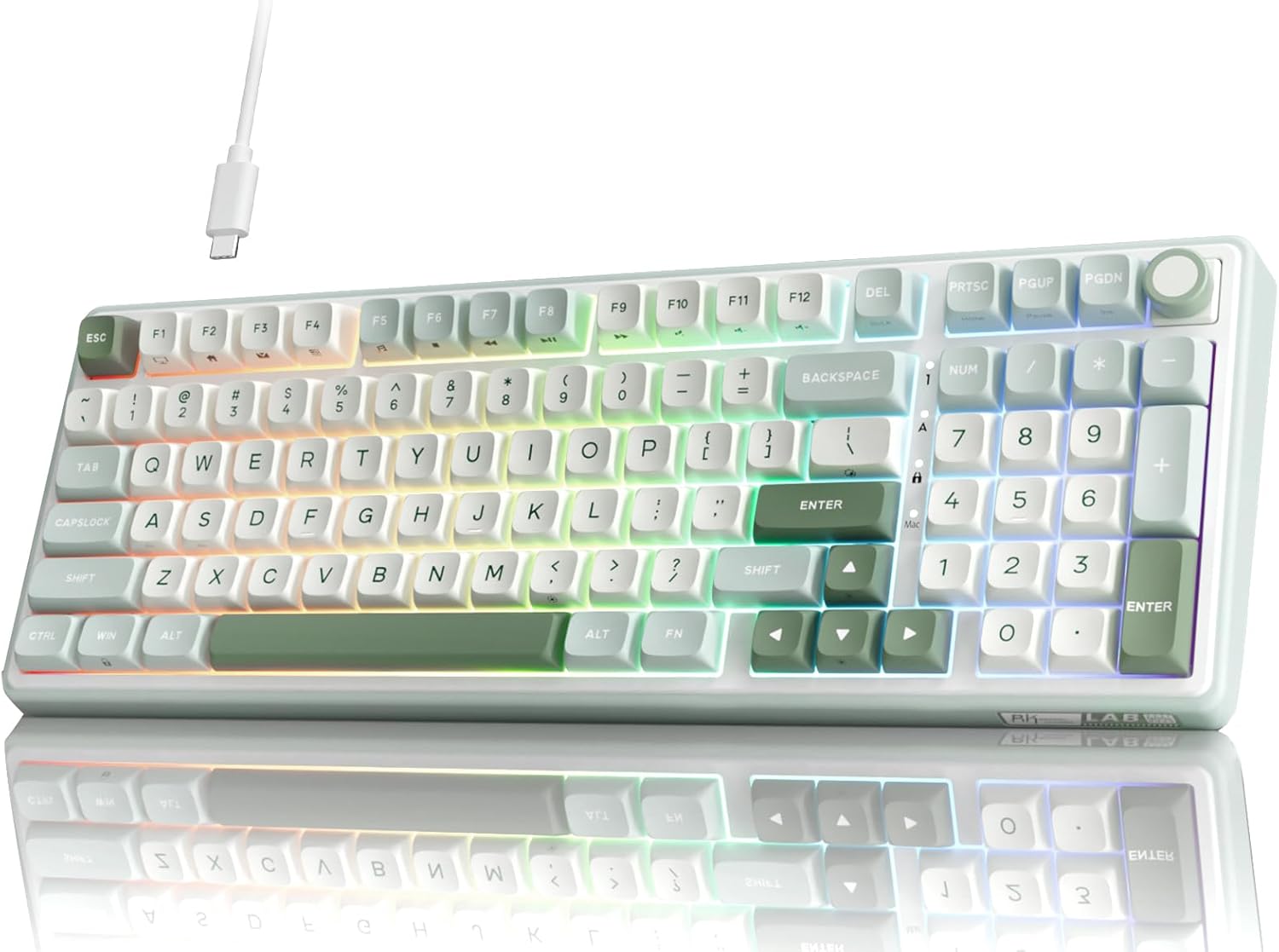 RK ROYAL KLUDGE R98 Pro 96% wired mechanical gaming keyboard with number pad and volume knob
