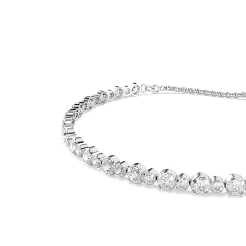 Detalle de Swarovski Pulsera Tennis Matrix Zirconia – Tallas Redondas, Cierre Bola Deslizante, baño de rodio, blanca