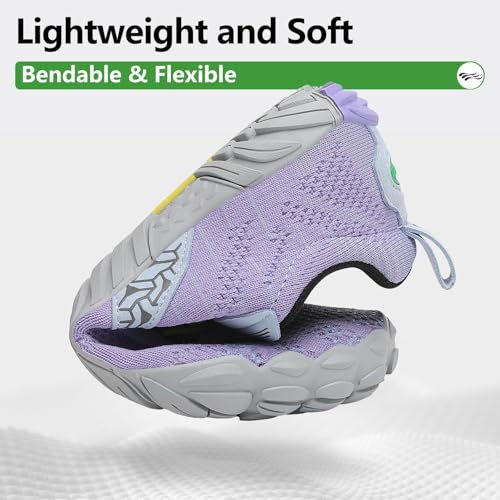 Detalle de SAGUARO Barefoot Trail Running Shoes: zapatillas descalzas lilas para exterior, 38 EU