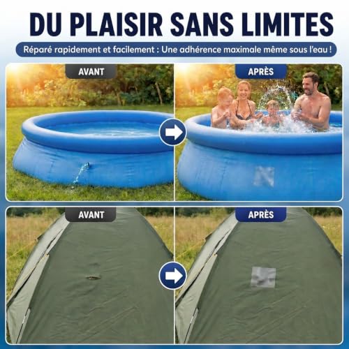 Detalle de ATG Kit réparation piscine sous l’eau – ruban étanche transparent 10×150 cm pour liner et surfaces lisses