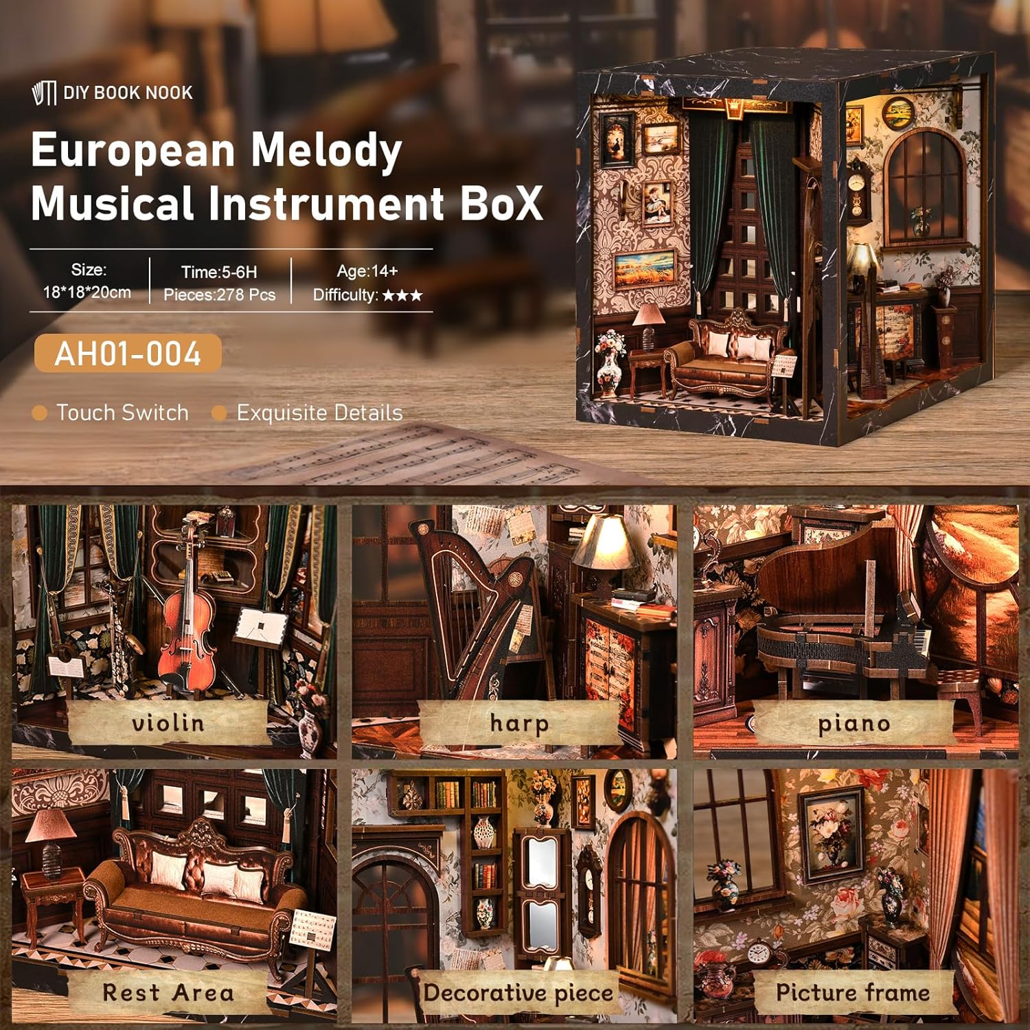 Thumbnail 5 de Kit DIY BATTREVO Book Nook « Instruments Classiques » avec LED et base motorisée