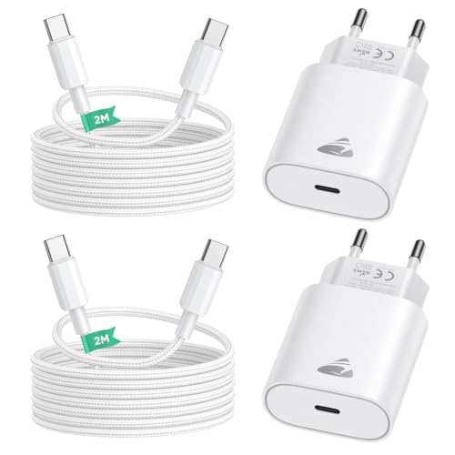 Detalle de Caricatore USB-C PD 20W Yosou: Set da 2 prese e 2 cavi USB-C + caricatore da muro affidabile per iPhone, Samsung e molto altro