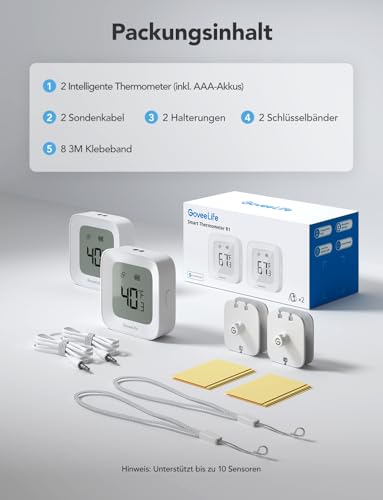 Thumbnail 8 de GoveeLife Kühlschrank Thermometer WLAN mit Digital & Alarm App, 2er-Sensor