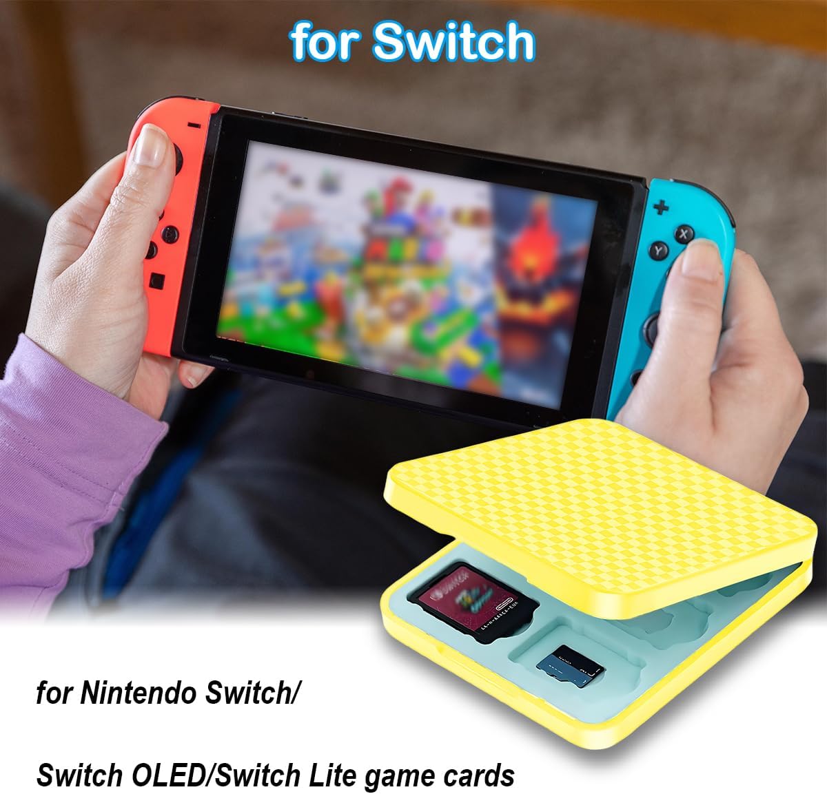 Thumbnail 1 de ZHUROUPU Game Card Case (2PCS Red + Yellow) for Nintendo Switch: 12 game card slots and 12 micro SD slots