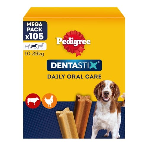 Detalle de Pedigree Dentastix Snack per la Igiene Orale per Cane Medio (10–25 kg) – 180 g, 105 pezzi
