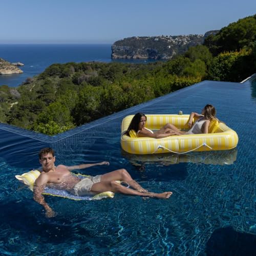 Detalle de Flamingueo Colchoneta Piscina – Hamaca Hinchable con Rejilla de Nylon y Funda de Poliéster