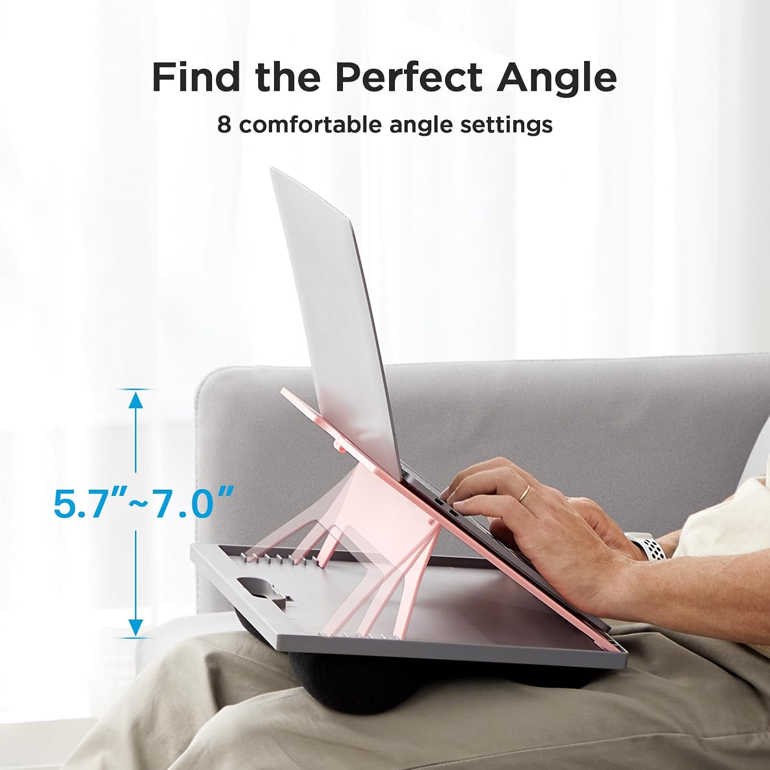Thumbnail 1 de HUANUO HNLD2P Lap Desk, 8 Adjustable Angles, Pink, Fits Up to 15.6-Inch Laptops