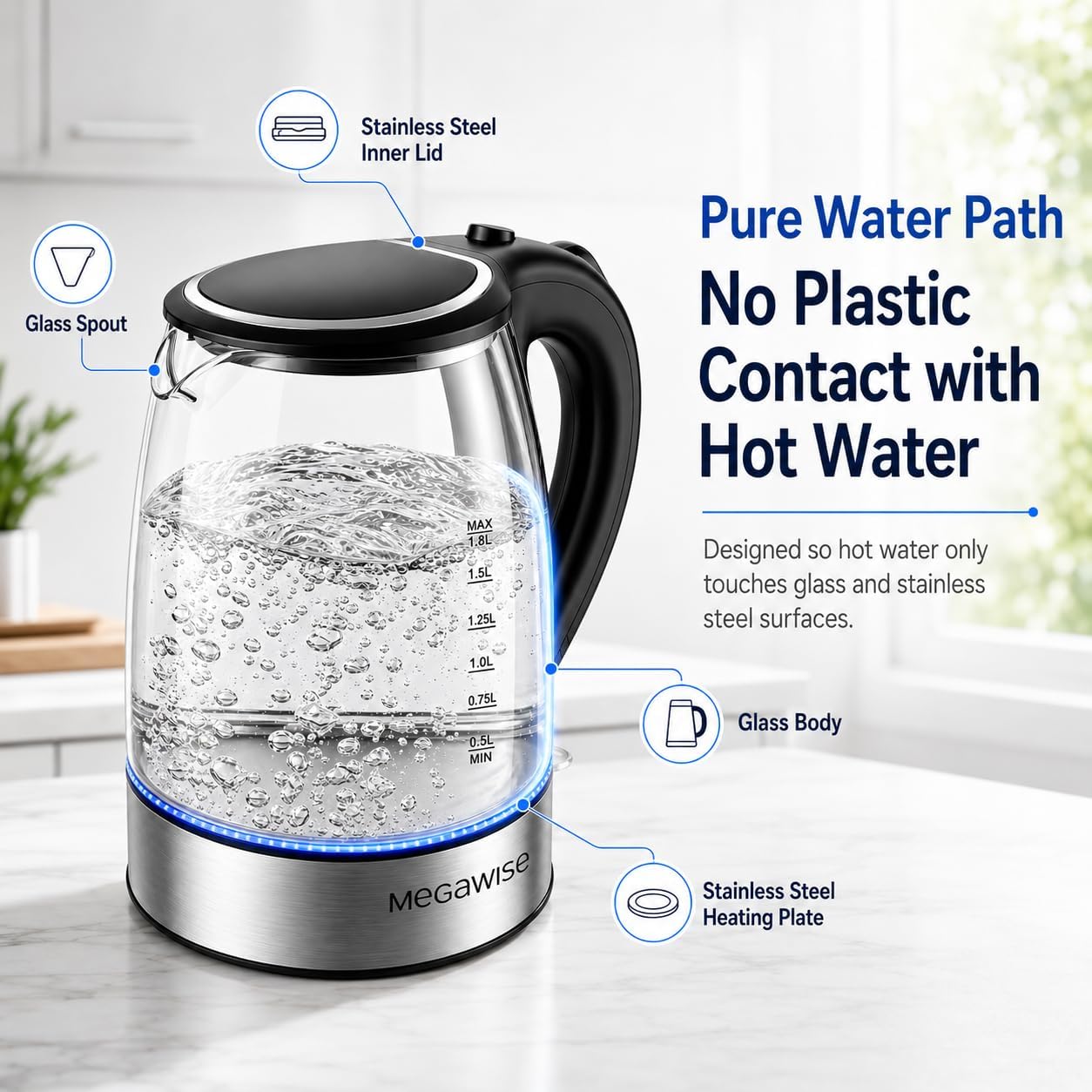 Thumbnail 1 de MEGAWISE CX-817 1.8L electric kettle 🔌