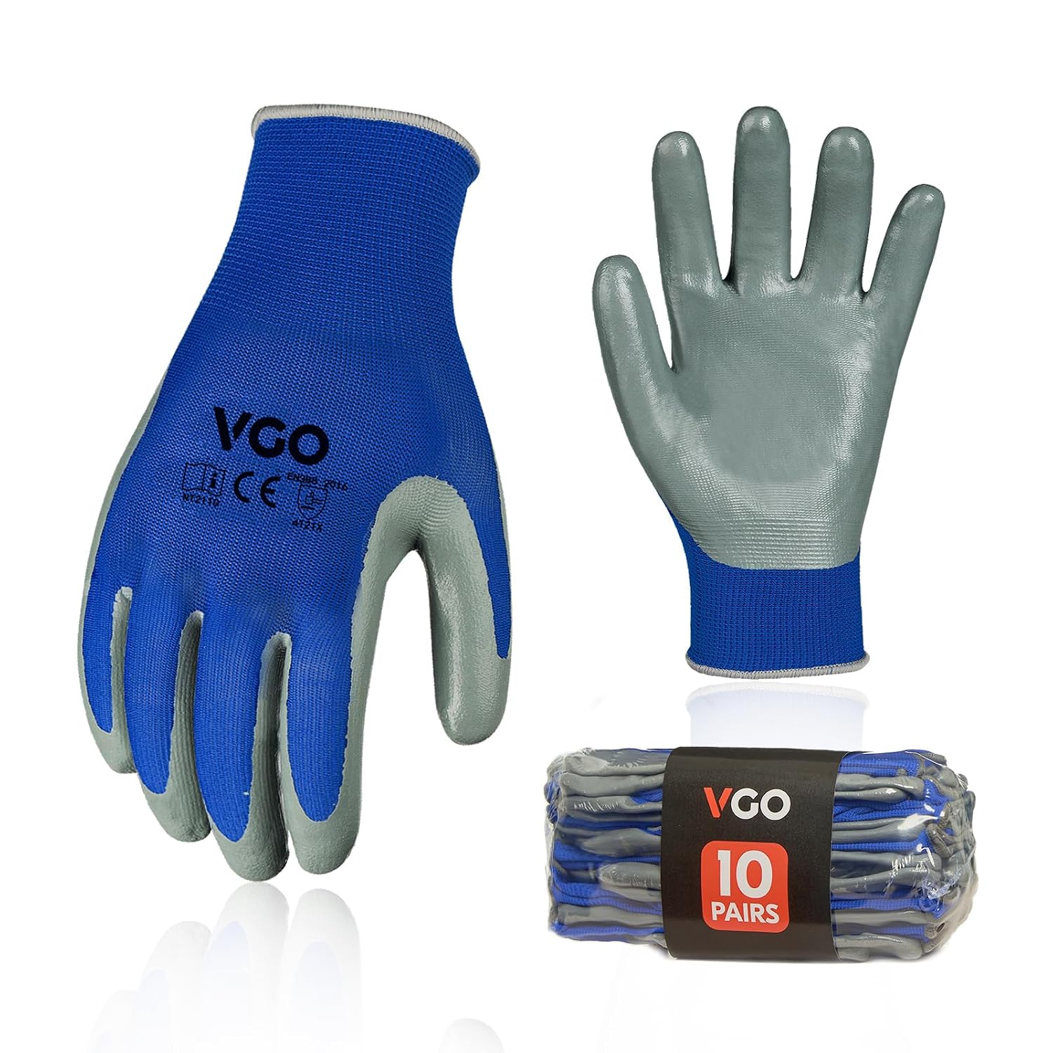 Thumbnail 6 de Vgo 10 pairs safety work gloves, nitrile palm