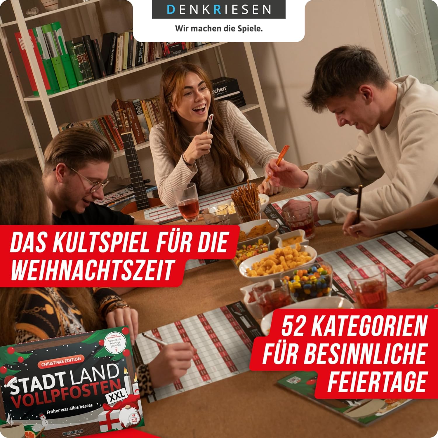 Thumbnail 2 de DENKRIESEN Stadt Land VOLLPFOSTEN® – Christmas Edition „Alle Jahre wieder“ (A3) Weihnachtsspiel