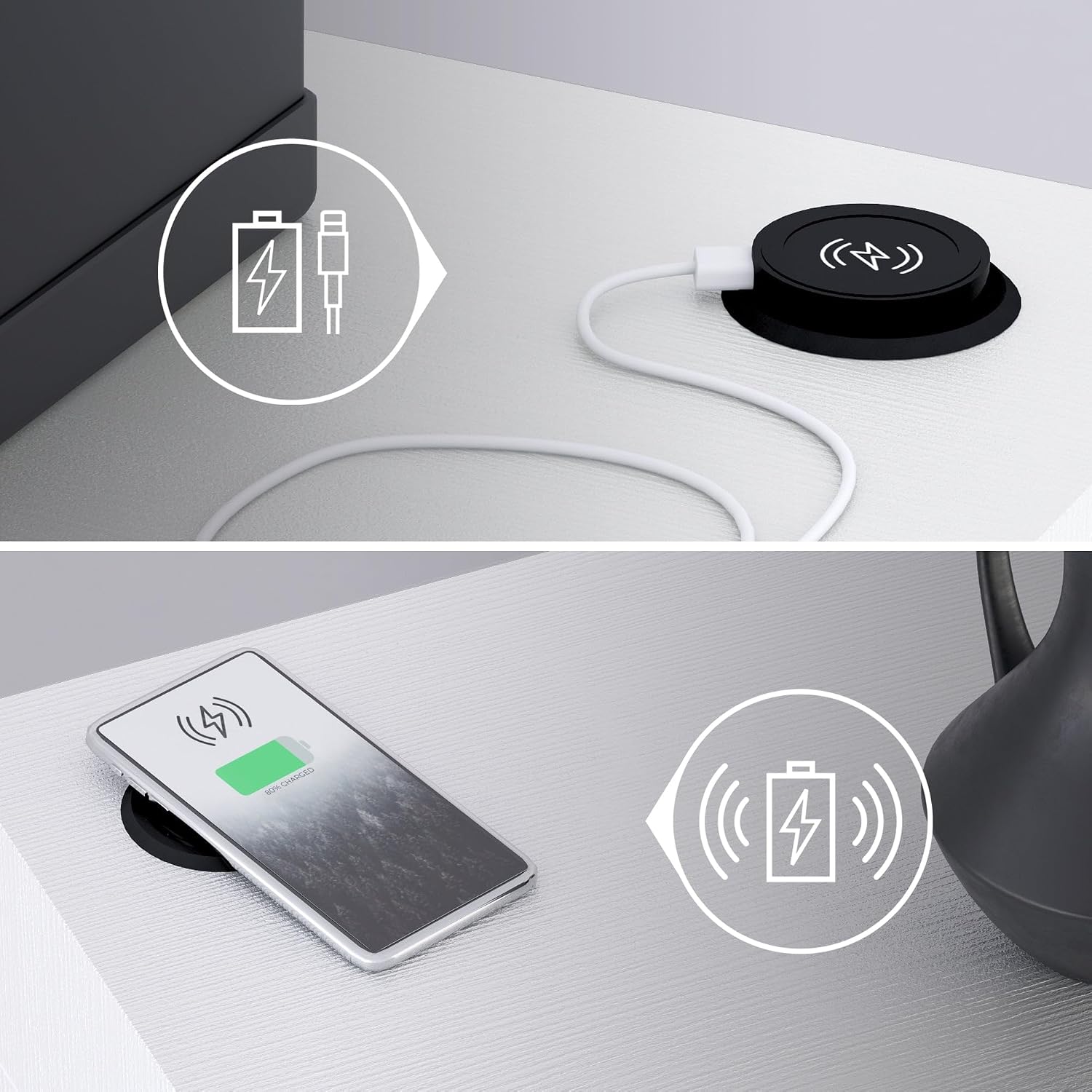 Thumbnail 3 de Mobili Fiver Evolution 120x40 — Support TV mural en Frêne Blanc avec chargeur sans fil (Made in Italy)