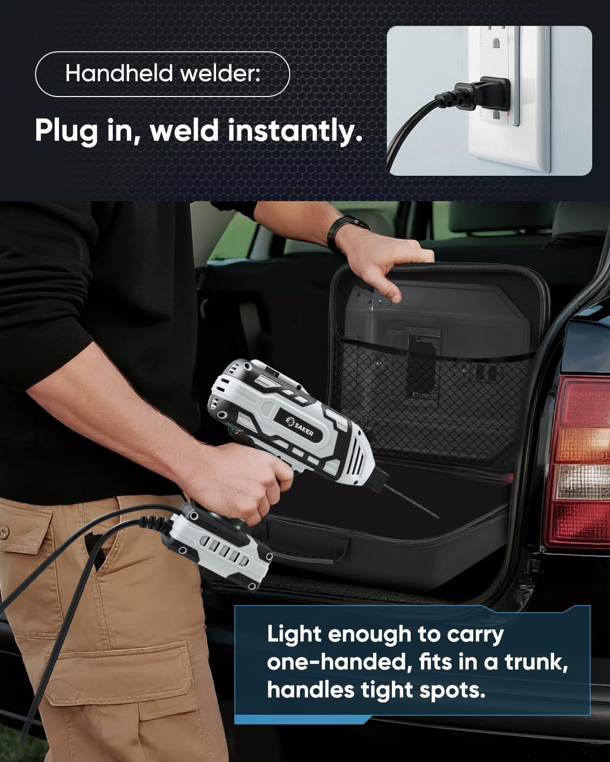 Detalle de Saker Portable Welder Handheld Welding Machine with 5-Level Current Adjustment