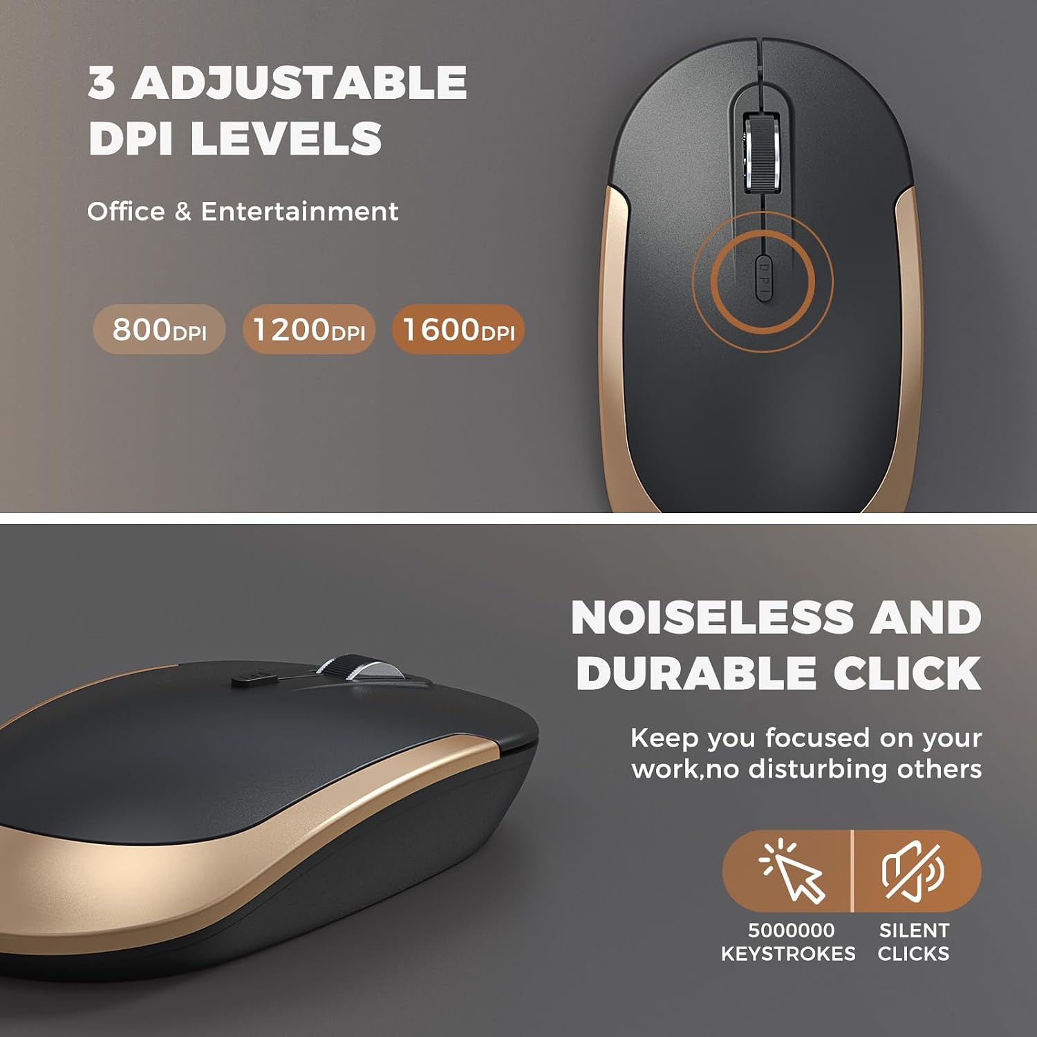 Detalle de Vssoplor 2.4GHz Wireless Keyboard and Mouse Combo (Nano USB Receiver, Rechargeable) — Compact Quiet Full-Size Set for Windows