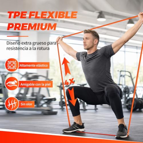 Detalle 1 de Fokky set de bandas elásticas de musculación, 4 resistencias y bolsa