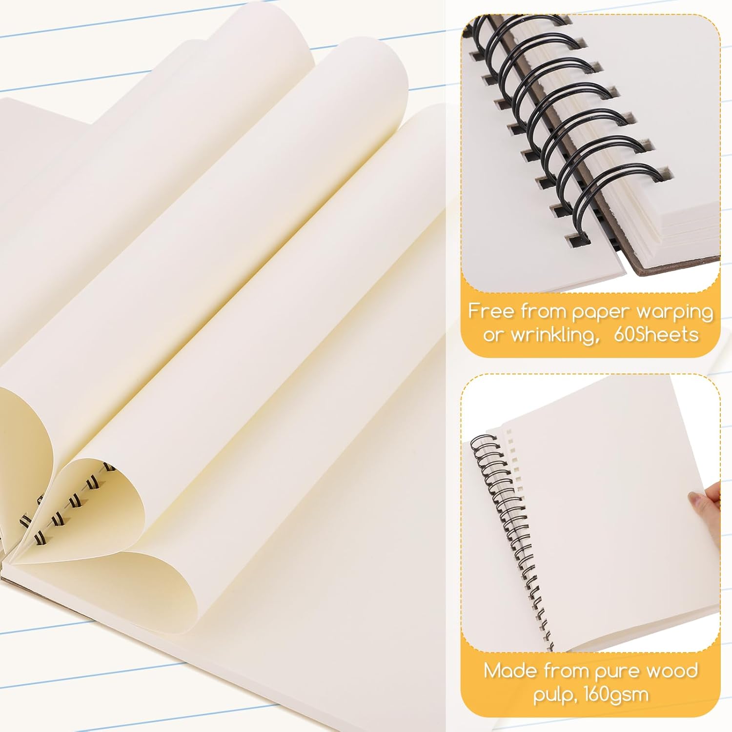 Thumbnail 1 de A4 Mixed Media Sketchbook 160 GSM, 120 pages 🎨