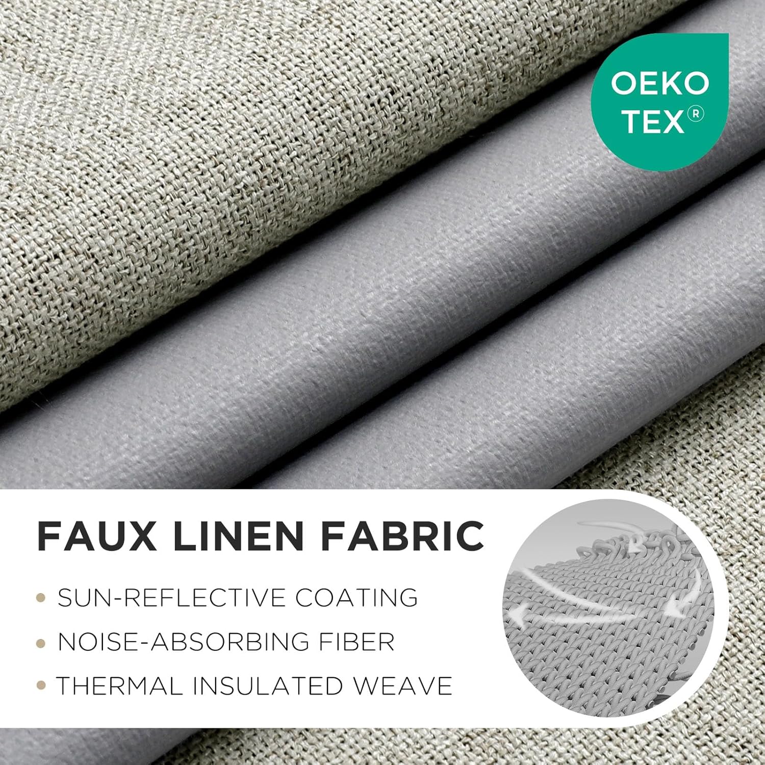 Thumbnail 1 de Joydeco Blackout Thermal Lined Curtains 52x84 Inches (2 Panels) with Back Tabs & Rod Pocket