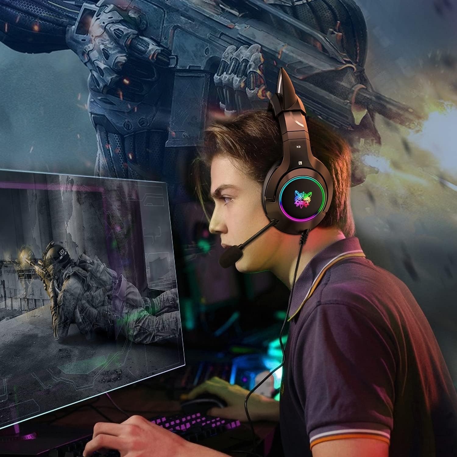 Thumbnail 5 de PHNIXGAM Gaming Headset 3.5mm with RGB