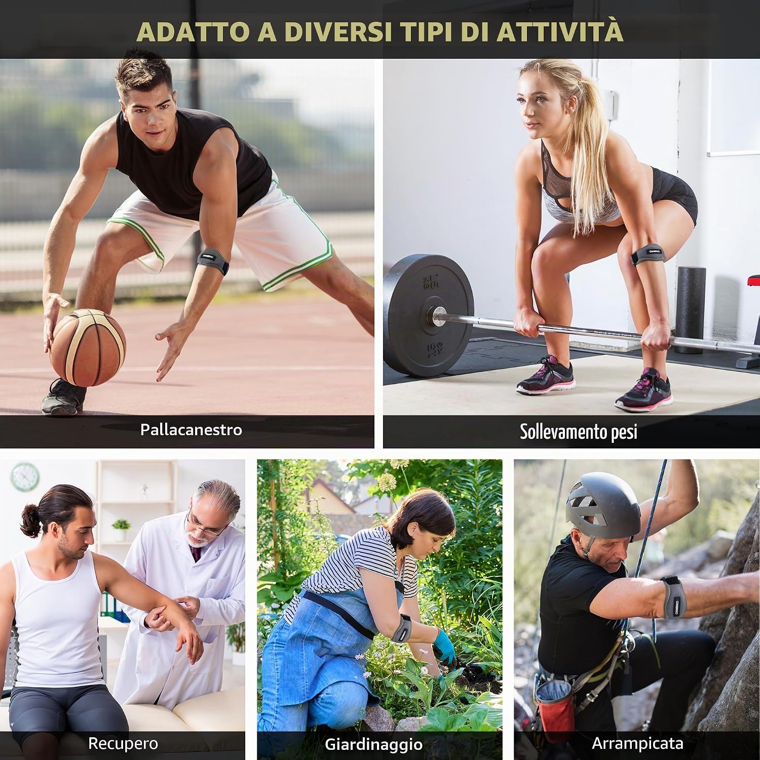 Thumbnail 6 de CAMBIVO 2 Pezzi Tutore Epicondilite Gomito Regolabile – Gomitiera per Epicondilite con Imbottitura EVA