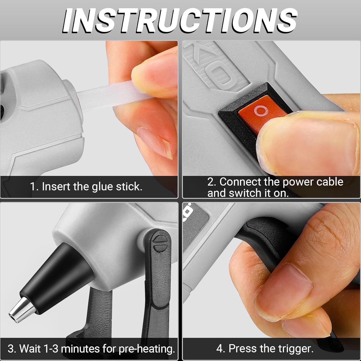 Thumbnail 6 de DEKO 20W Mini Hot Glue Gun Kit with 7mm Glue Sticks (Grey) – Fast heating for crafts, school projects and DIY repairs