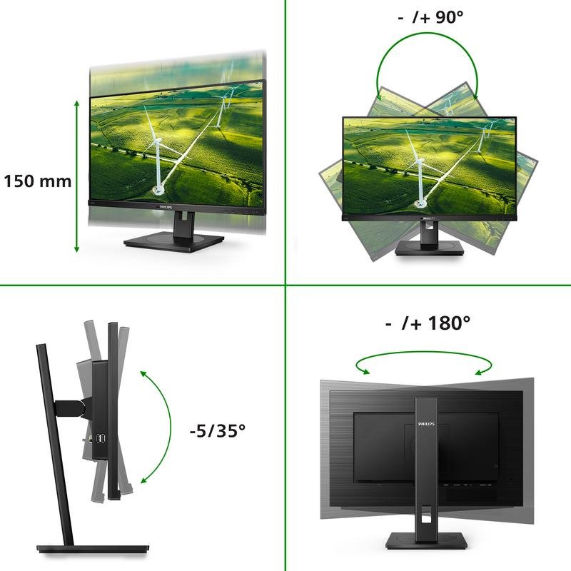 Detalle 2 de Monitor Philips B Line 272B1G/00 – 27" IPS FullHD 75Hz, Altura Ajustable, USB, Altavoces