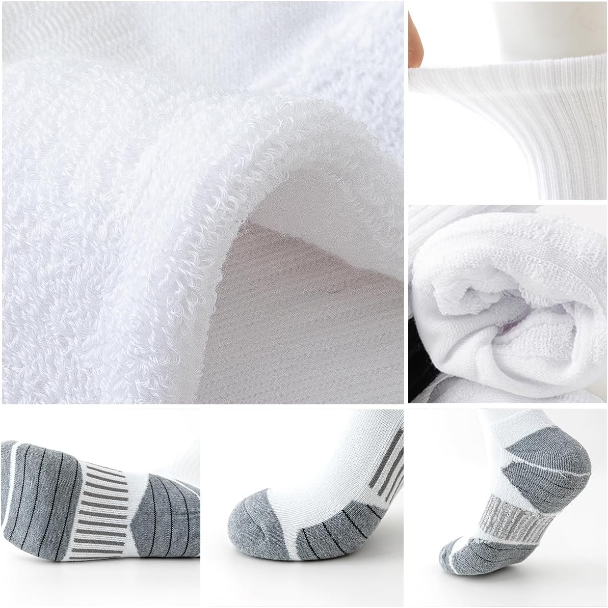 Detalle 2 de JOYNÉE 8 Pairs Men's Athletic Crew Socks: Cushioned, Breathable Support for Running, Hiking, and Everyday Comfort