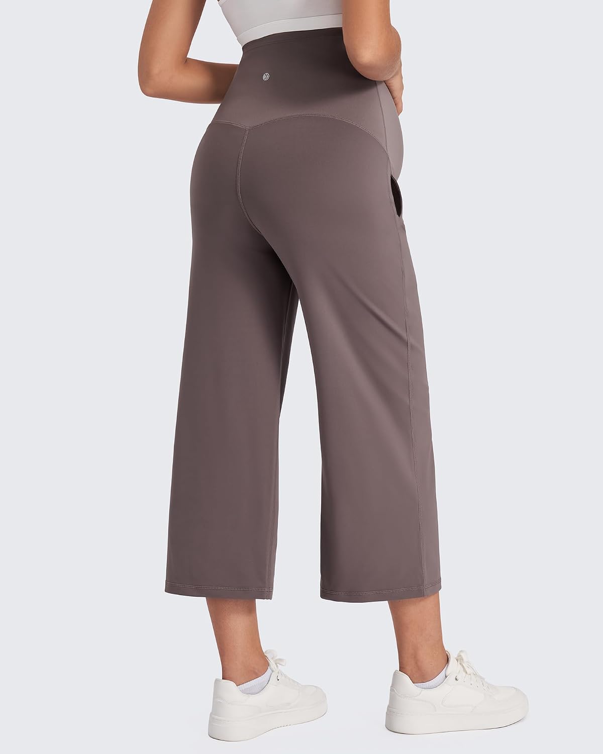 Detalle de G4Free Wide Leg Maternity Trousers Over The Belly Capri Yoga Pants with Pockets