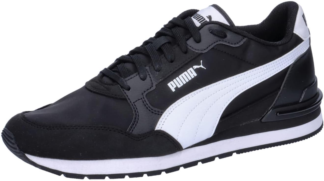 Detalle de PUMA ST Runner V4 NL Sneaker Unisex (41 EU) en Negro y Blanco con superposiciones de gamuza