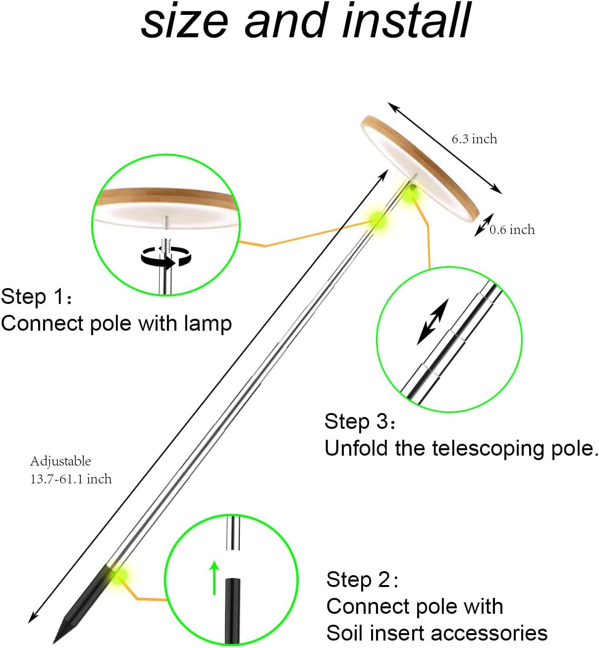 Detalle de yadoker BAM-16 Halo Grow Light, 72 LEDs, Bamboo Shade and Adjustable Height