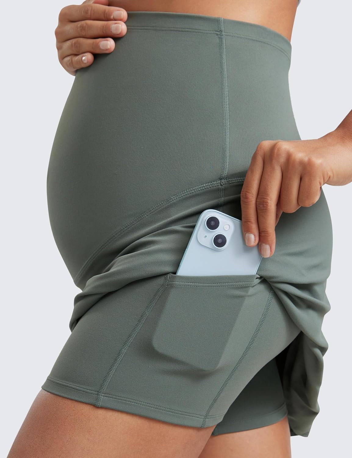 Thumbnail 3 de CRZ YOGA Womens Butterluxe Maternity High Waisted A-Line Skirt with Shorts Pockets