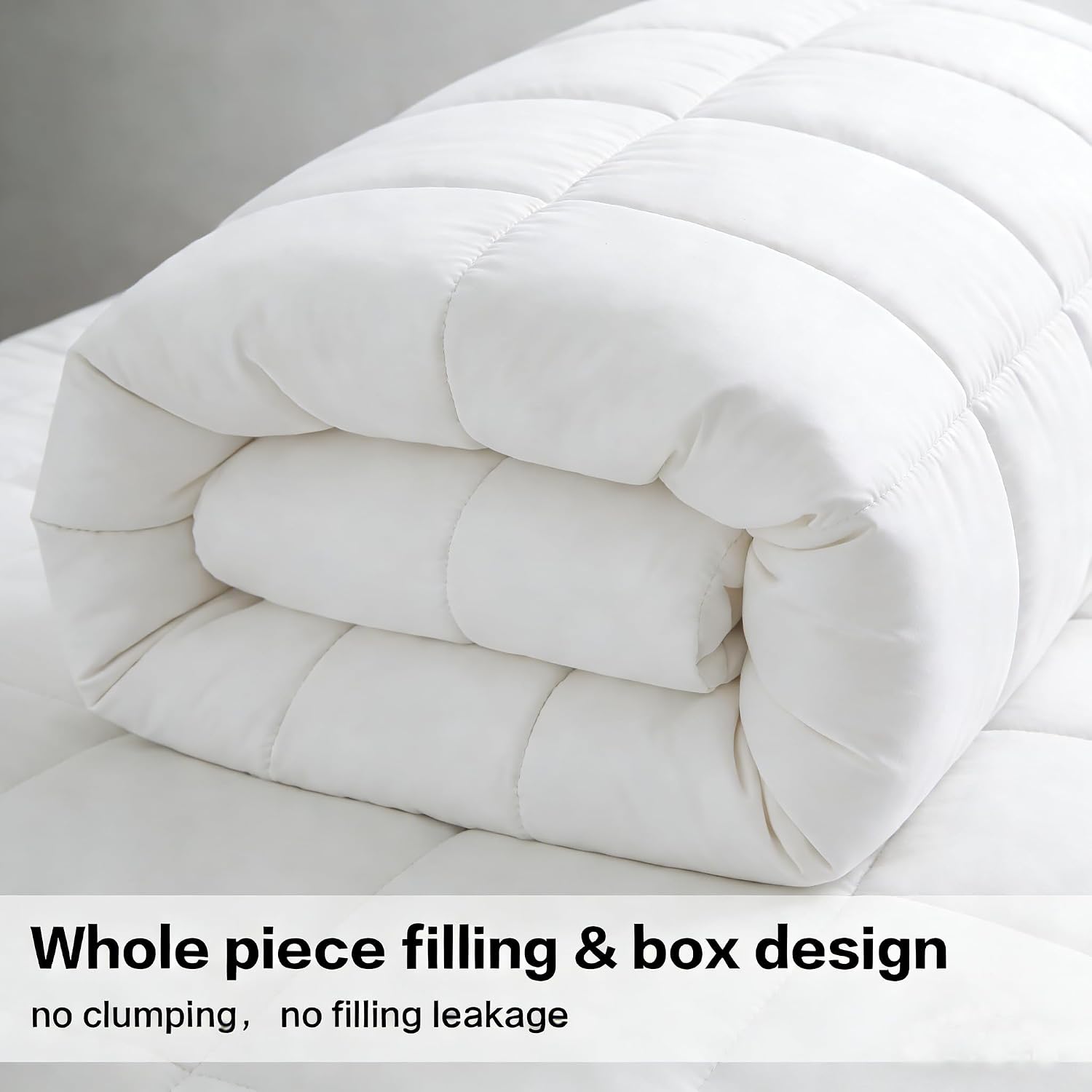 Thumbnail 1 de SLIMELODY COMFORTER03 Oversized Queen Duvet Insert, White, Reversible, 98 x 98 Inches