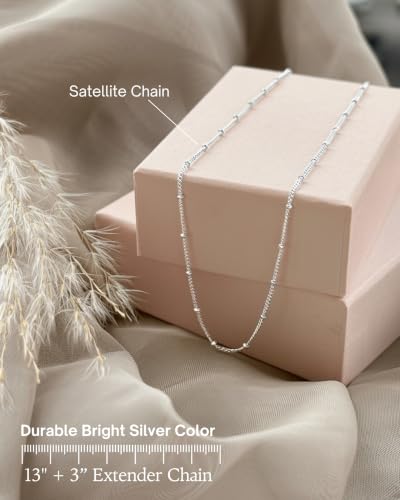 Thumbnail 2 de Annika Bella Silver Satellite Choker Necklace for Women — Adjustable 13–16 Inch, Waterproof Curb Ball Chain