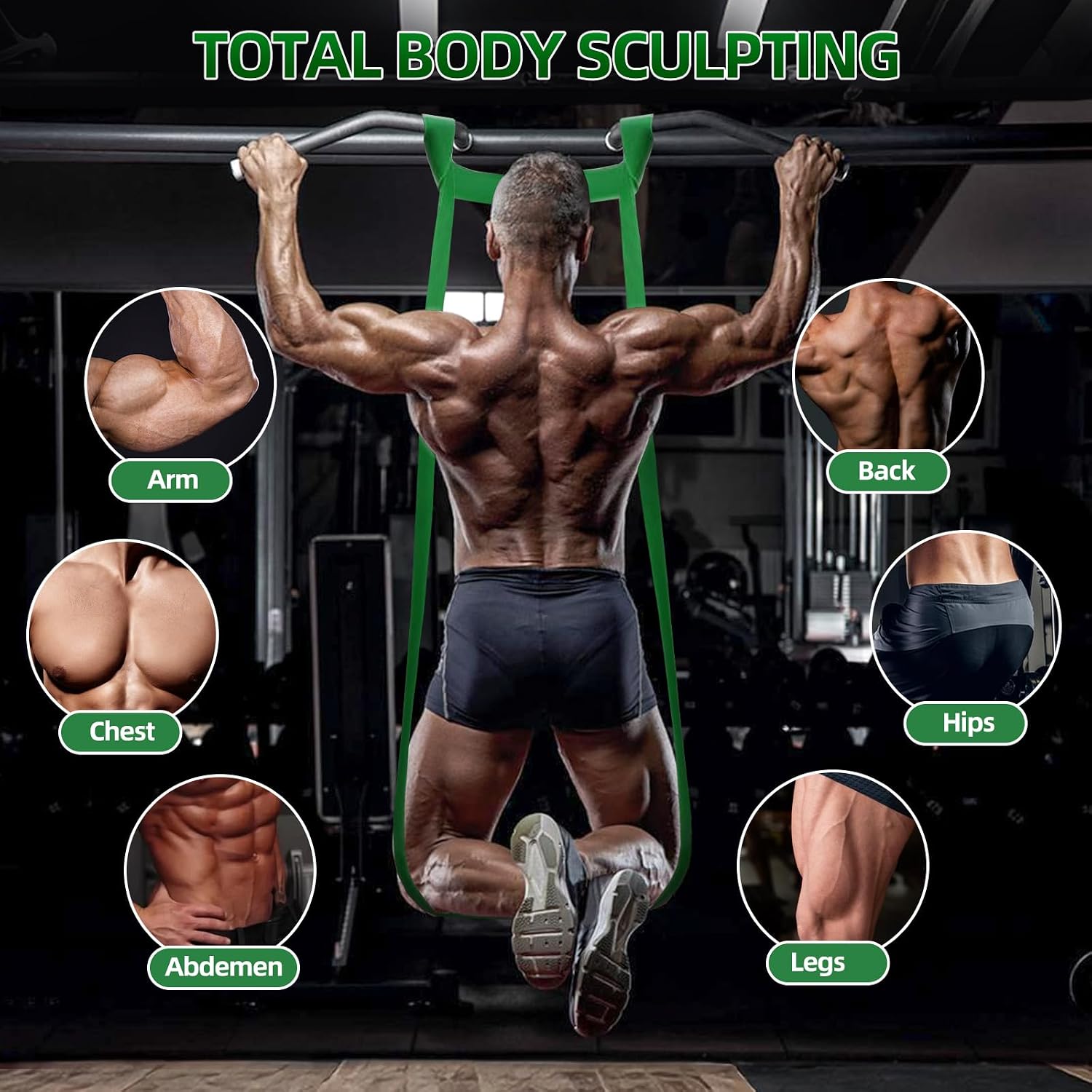Detalle 2 de K.CINE Resistance Bands Workout Set with 5 Resistance Levels and Door Anchor