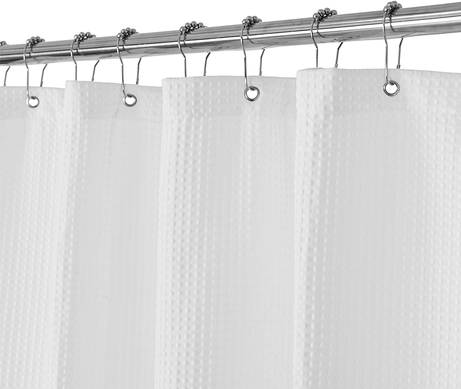 Detalle de Barossa Design 1 Waffle-Weave Shower Curtain, White Polyester, 71 x 72 Inches