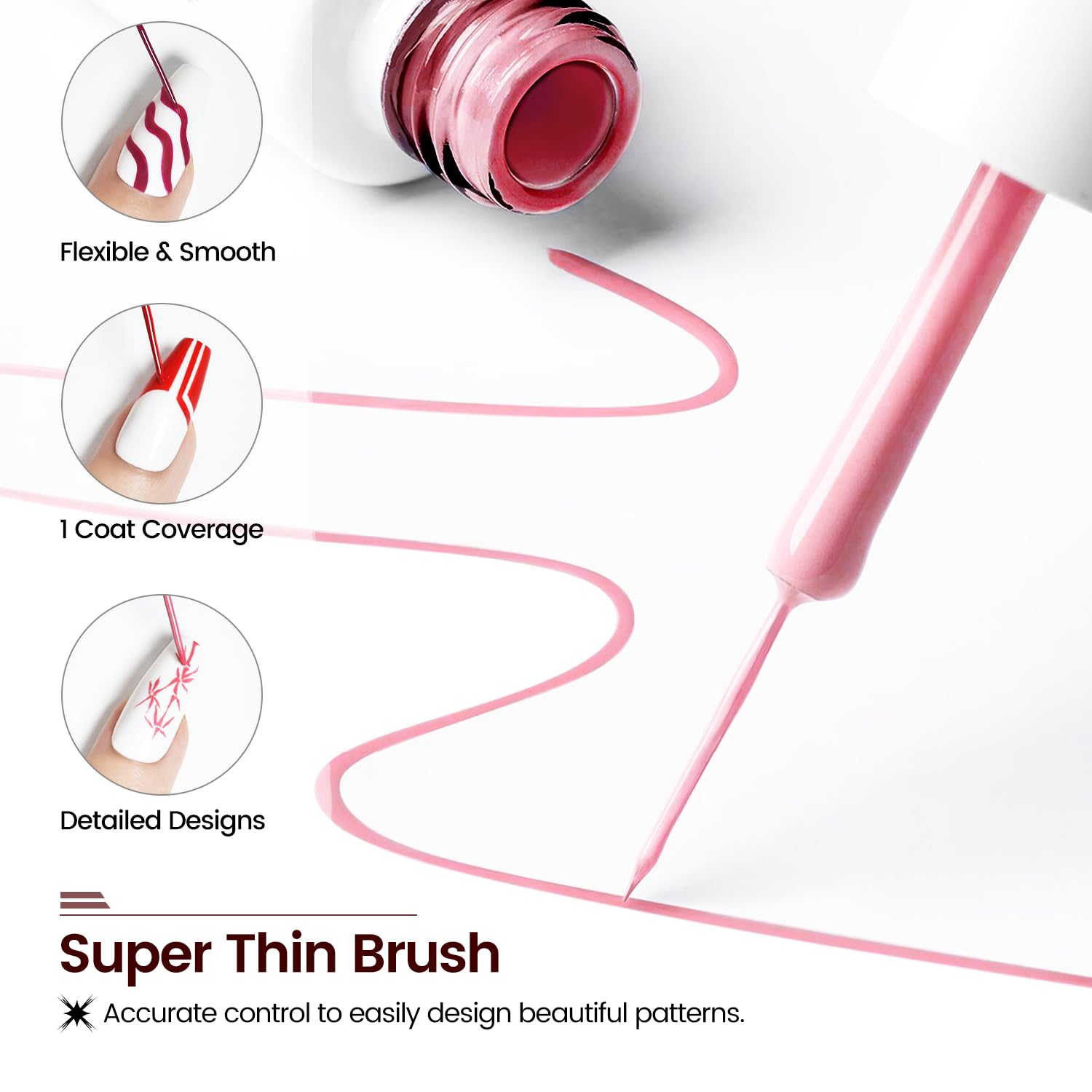 Thumbnail 5 de JODSONE 10pcs Nail Art Gel Liner Set with Thin 3D Effect Detail Pens