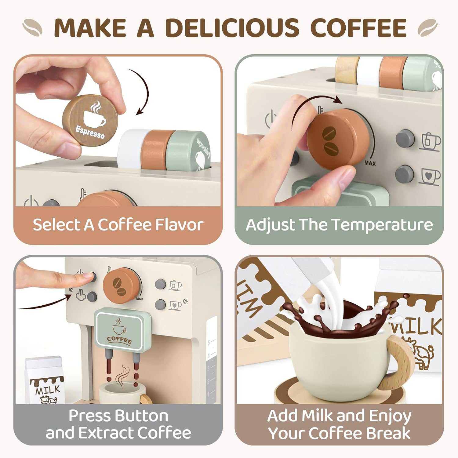 Thumbnail 4 de Airlab Kinderküche Kaffeemaschine Holz Spielset