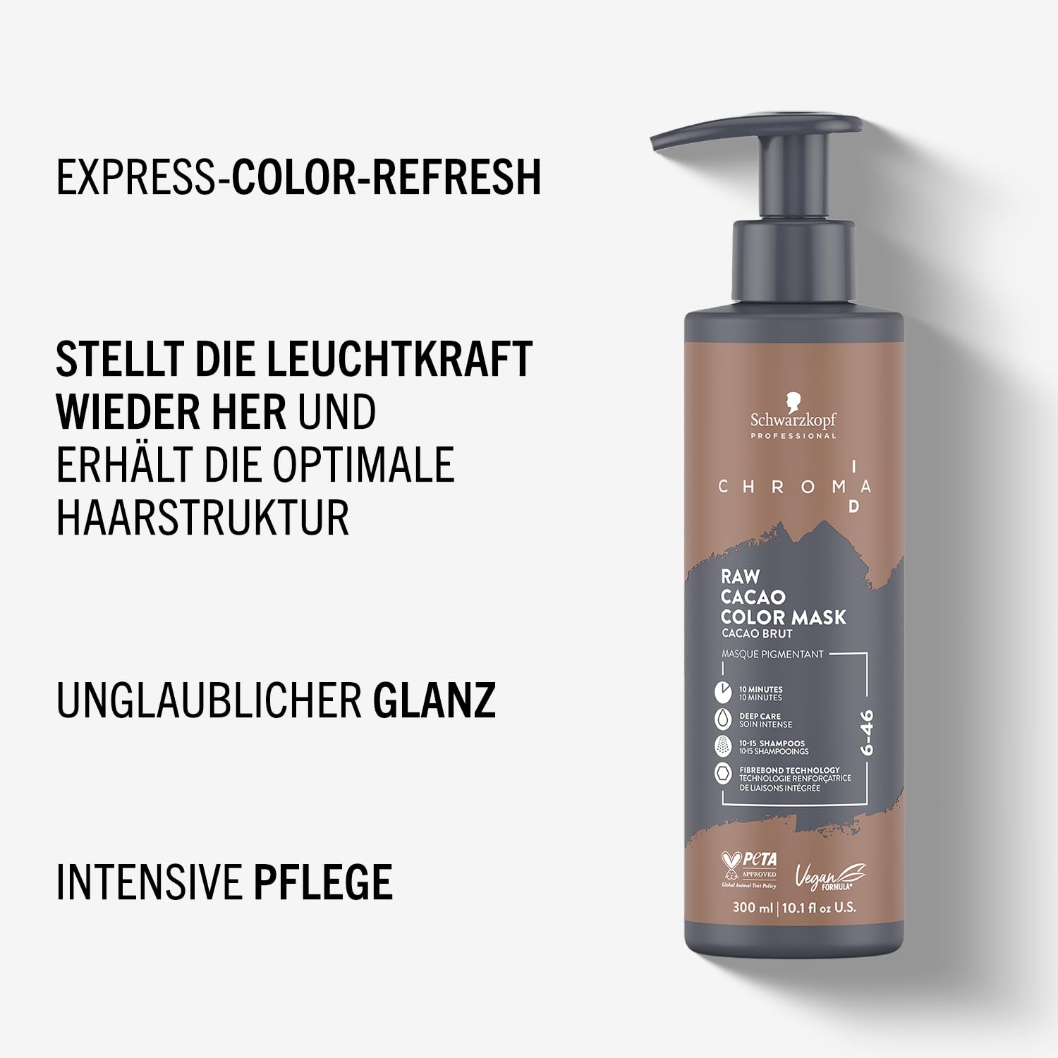 Detalle de Schwarzkopf Professional CHROMA ID Bonding Color Mask – 300 ml, Raw Cacao (6-46) – Farbpigmentpflege und Bonding-Effekt