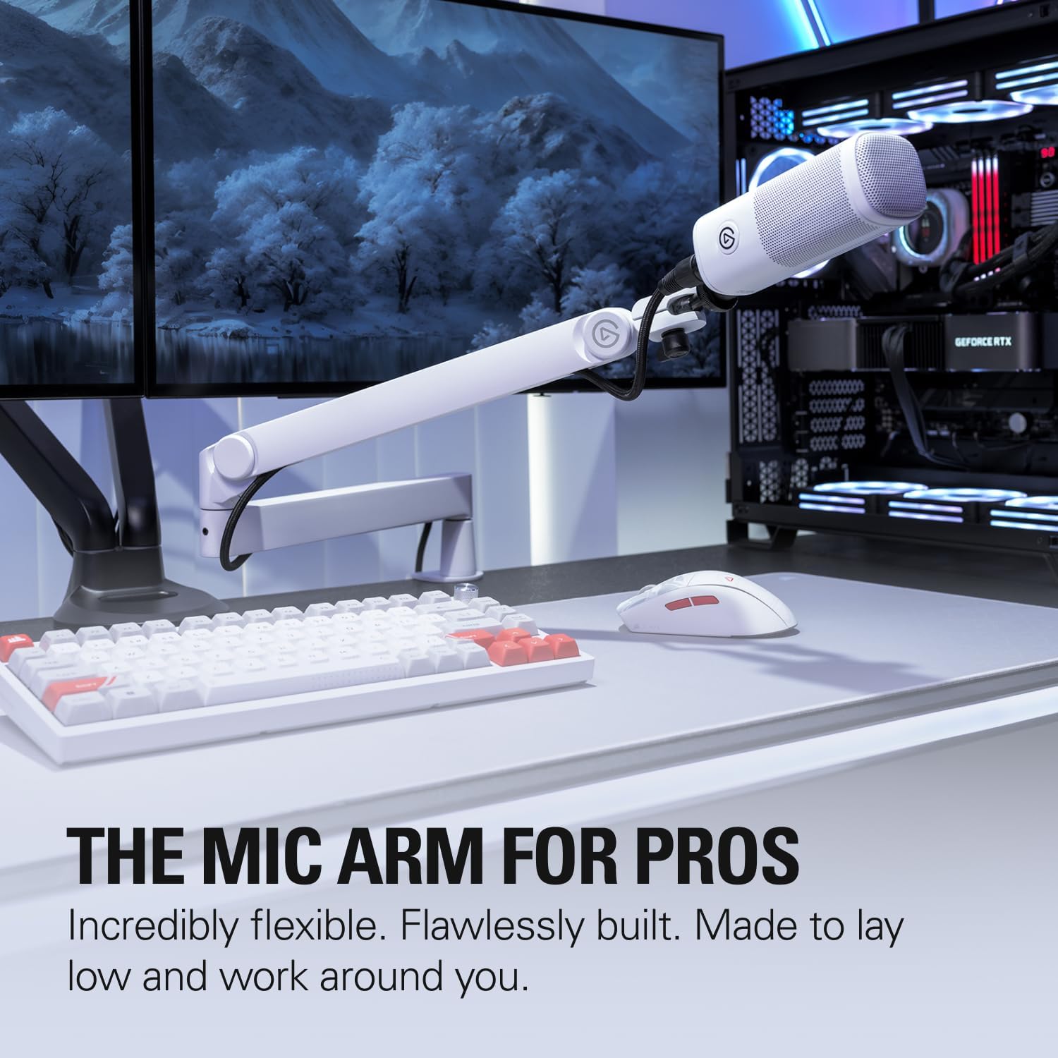 Thumbnail 1 de Elgato Wave Mic Arm Pro White: Low-Profile Gas-Spring Microphone Arm