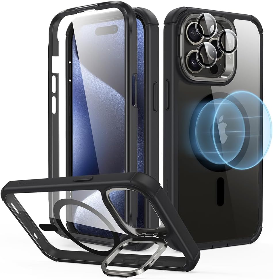 Detalle de ESR Armor Series Case with Stand for iPhone 13 Pro Max (Clear Black) with MagSafe Compatibility
