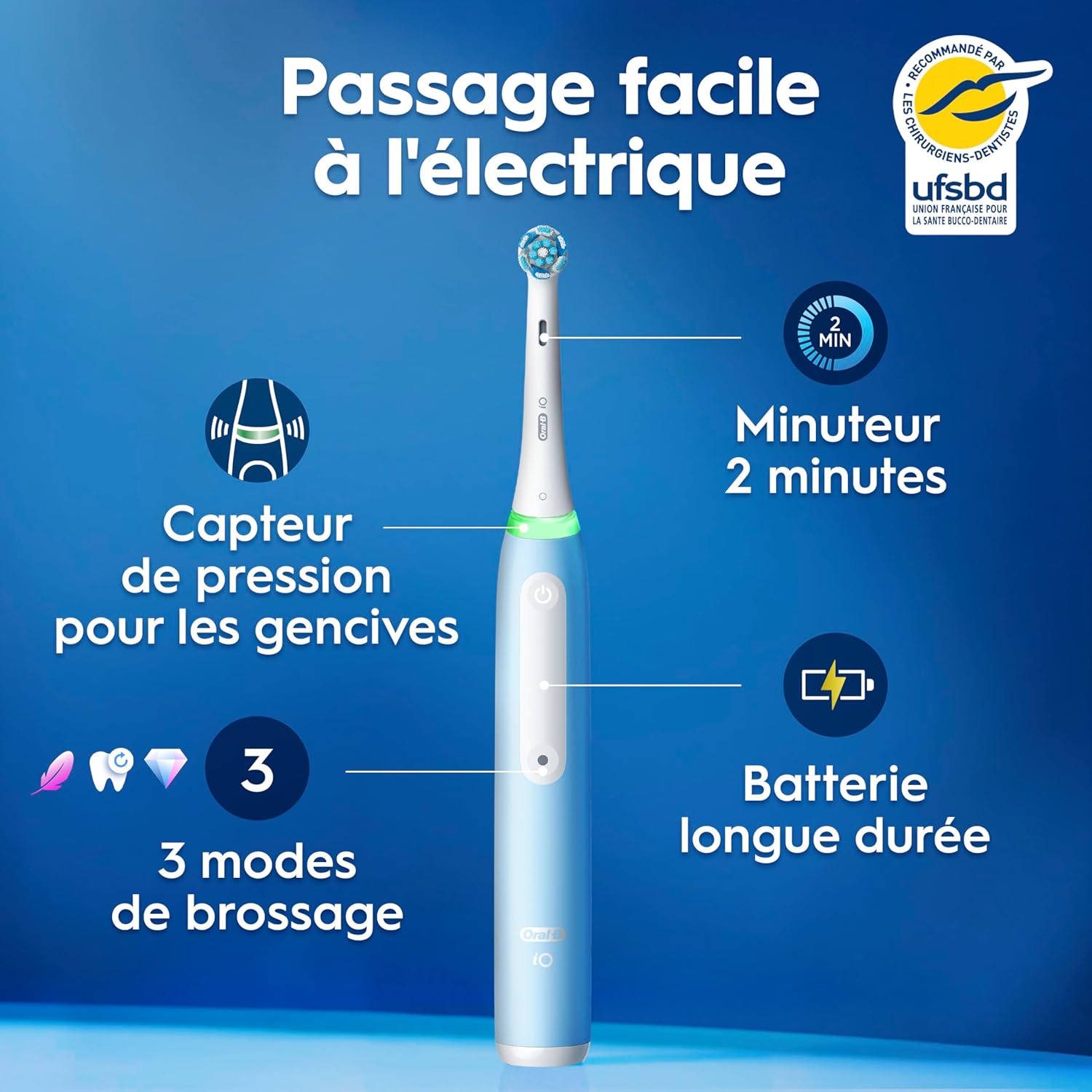Detalle 2 de Oral-B iO 3 Bleu Brosse à Dents Électrique