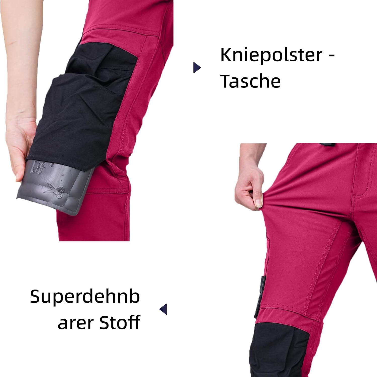 Thumbnail 4 de WORK IDEA Damen Slim-Fit Stretch Arbeitshose mit Cordura an kritischen Bereichen – elastisch, robust & mit Taschen
